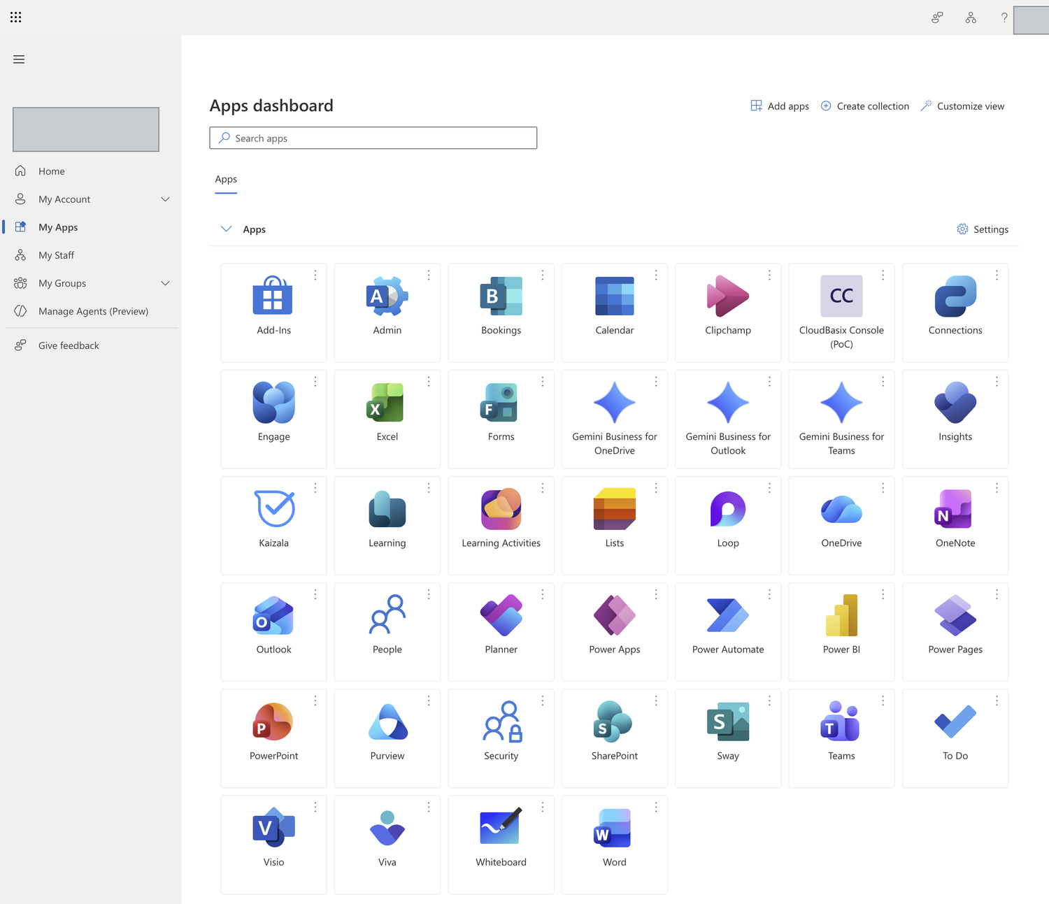My Apps tile